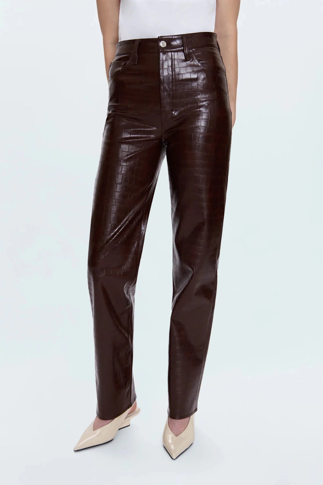 Pistola Cassie Super High Rise Straight Pant in Tobacco Crocfull length denim