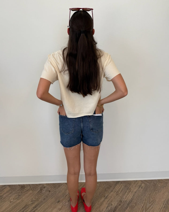Pistola Kennedy Relaxed Mid Rise Cut Off Shortdenim short