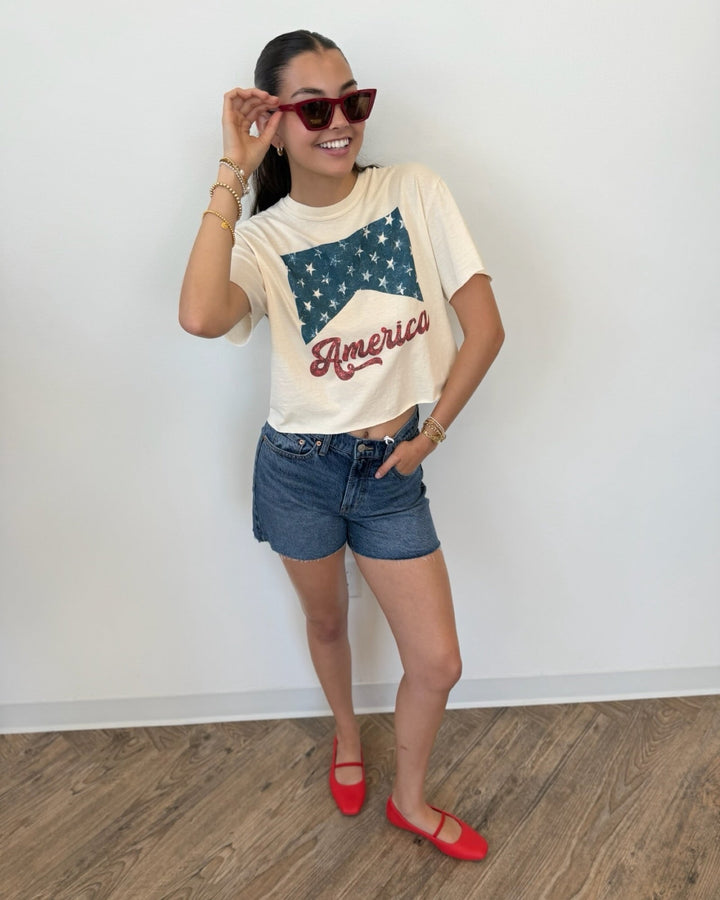 Pistola Kennedy Relaxed Mid Rise Cut Off Shortdenim short