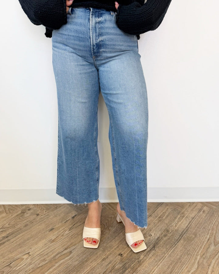 Pistola Lana Crop High Rise Ultra Wide Jeancropped denim