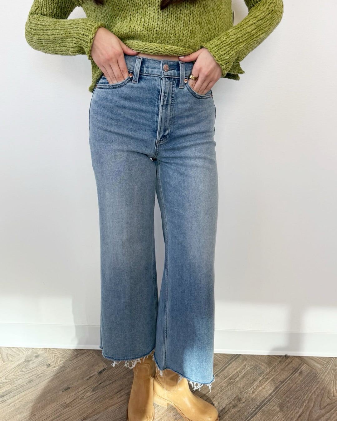 Pistola Lana Crop High Rise Ultra Wide JeanDenim