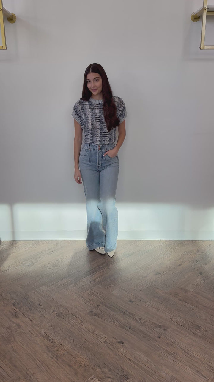 Z Supply Ballast Crochet Stripe Sweater