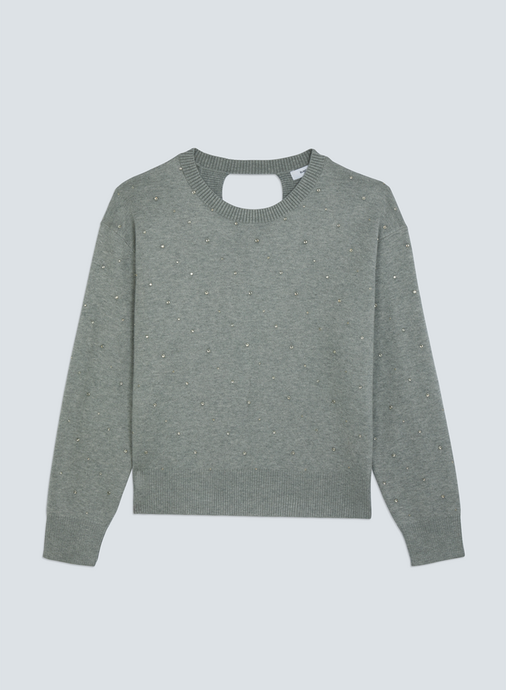 Payeti Long Sleeve Rhinestone Knit with Open Back