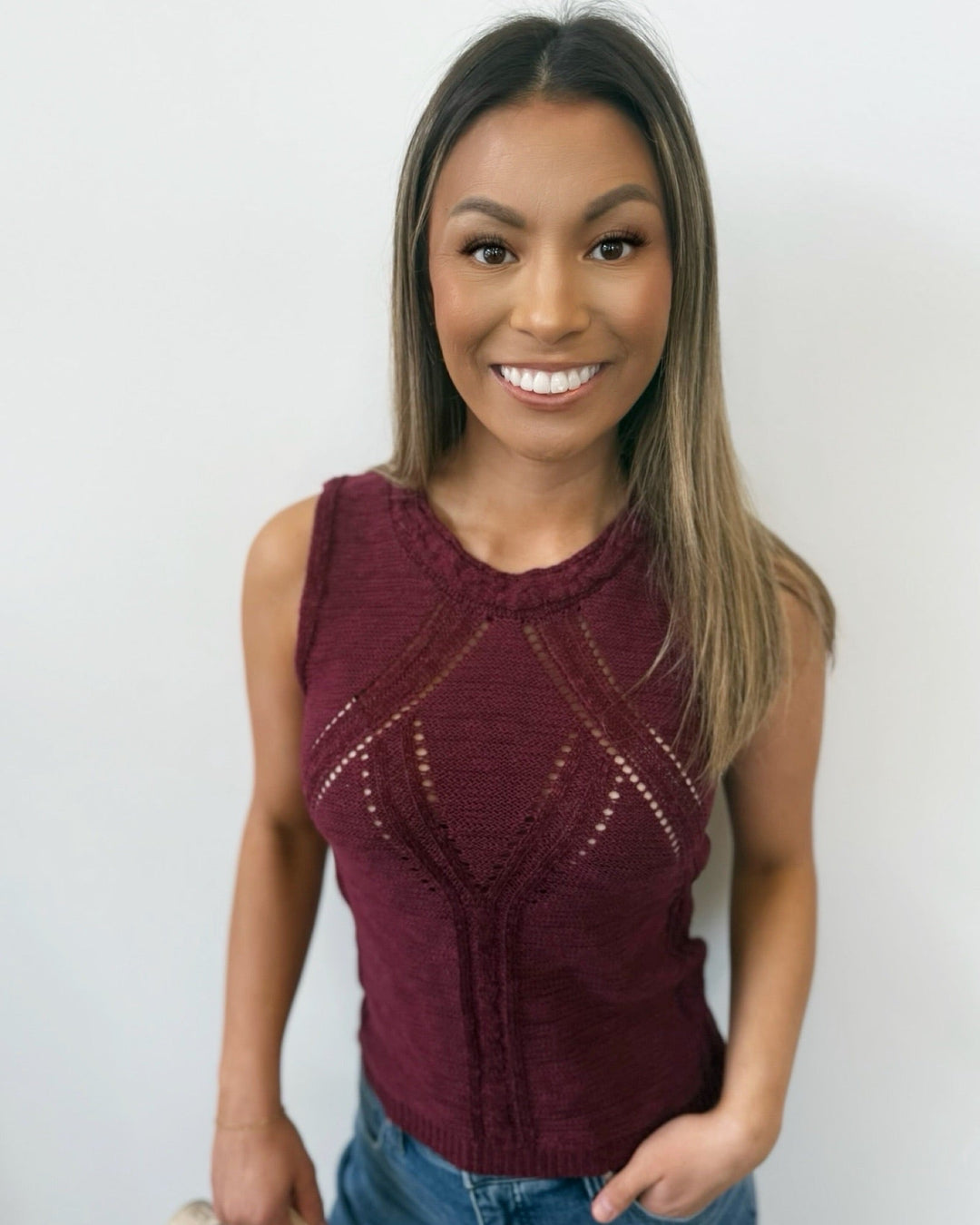 Rainer Pointelle Knit Sleeveless Topknit top