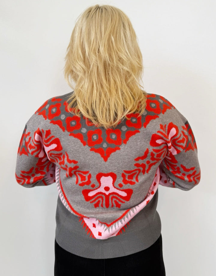 Renata Long Sleeve Jacquard KnitKNIT SWEATER