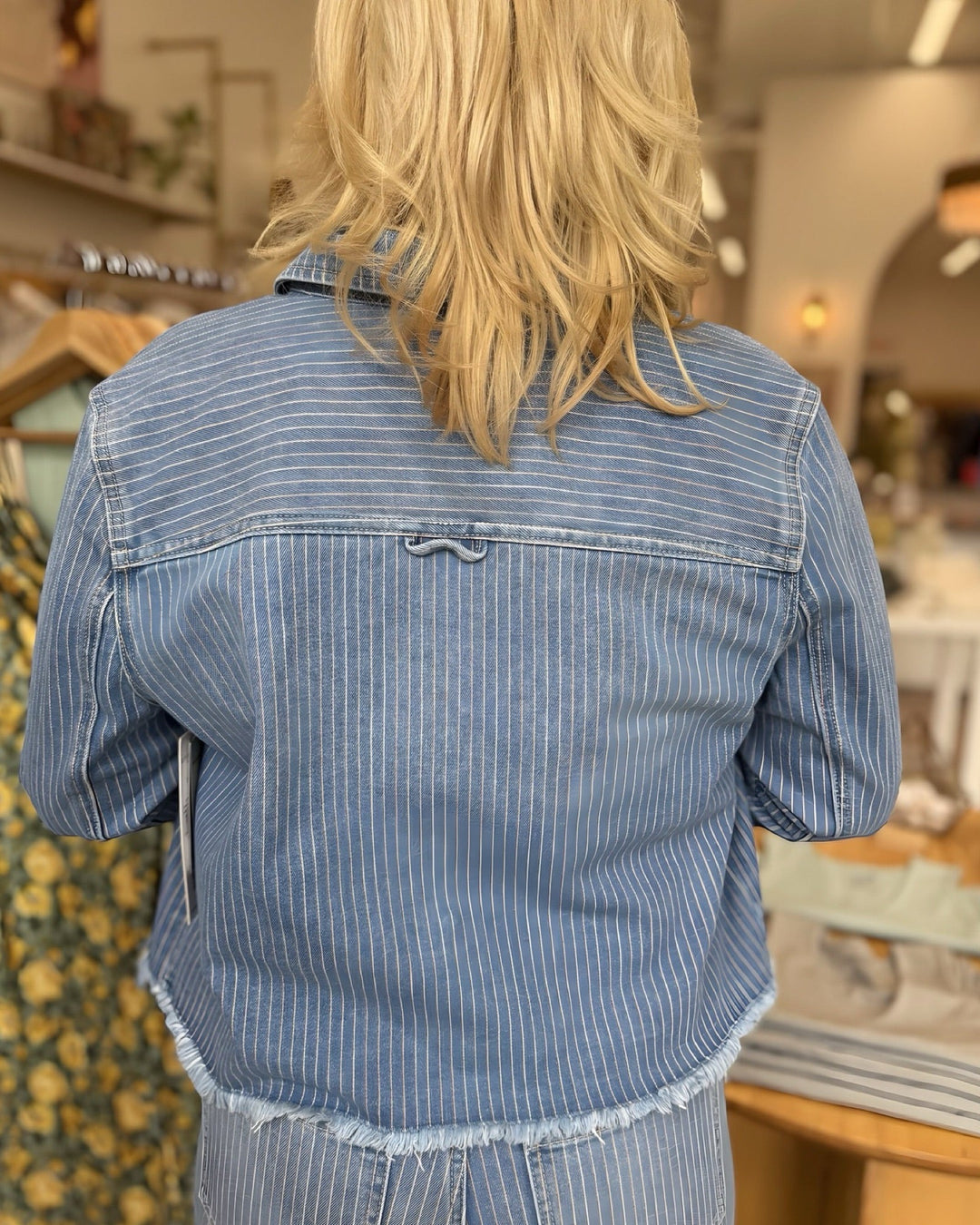 Rey Cropped Fray Hem JacketDenim Jacket