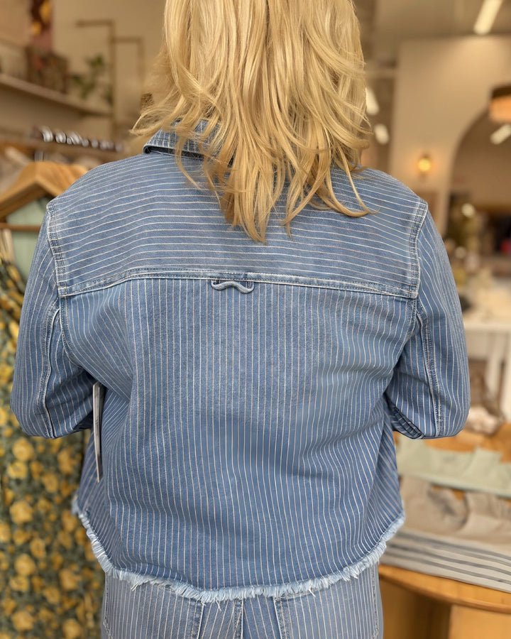 Rey Cropped Fray Hem JacketDenim Jacket
