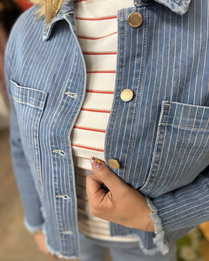 Rey Cropped Fray Hem JacketDenim Jacket
