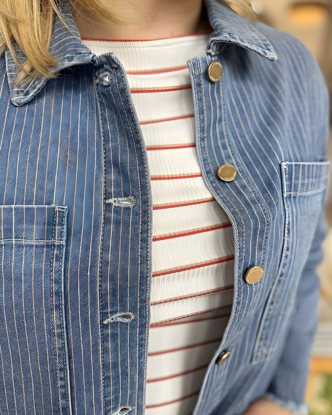 Rey Cropped Fray Hem JacketDenim Jacket