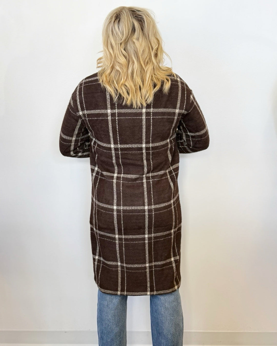 River Windowpane Sweater Knit CoatCoat