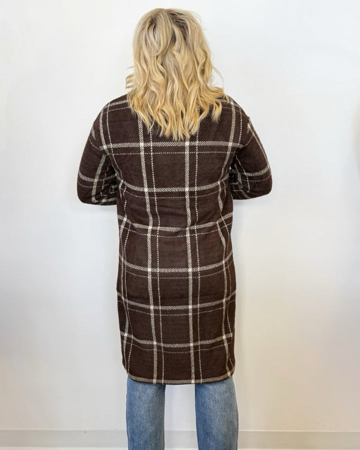 River Windowpane Sweater Knit CoatCoat