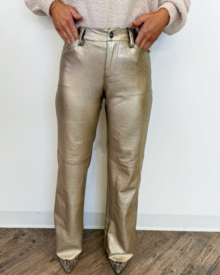 Roscoe Straight Leg Metallic Coated PantsPant