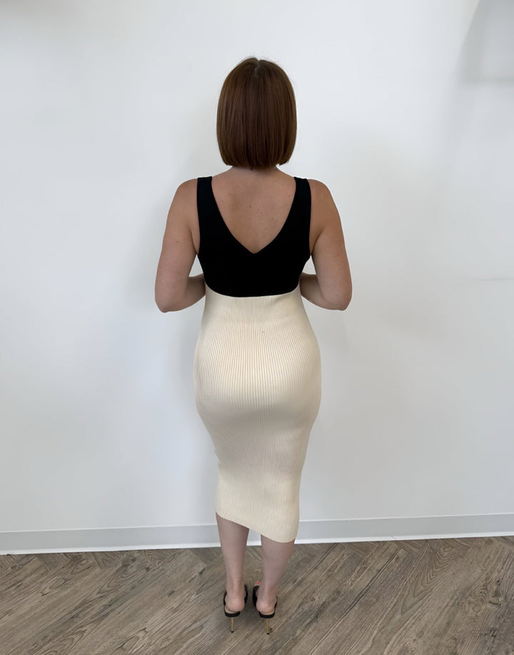 Saarik Multi Knit Fitted Midi DressDress