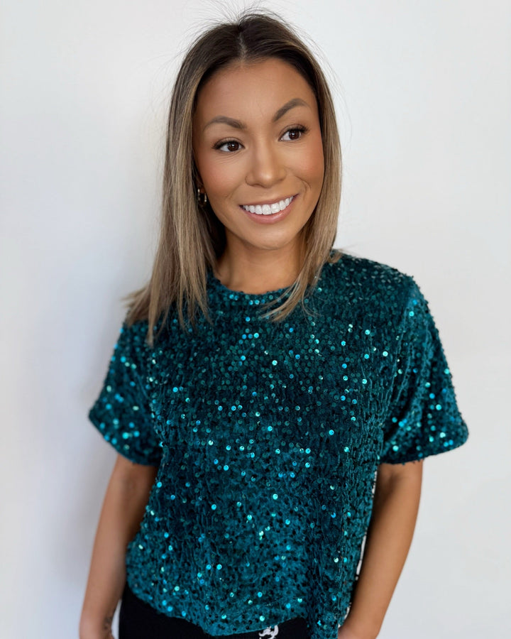 Sabine Short Sleeve Sequin TopShort Sleeve Top