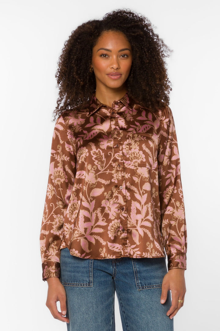 Sabrine Printed Blouselong sleeve top