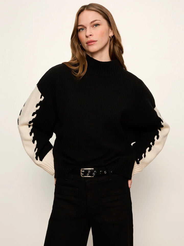 Sanctuary Color Block Mock Neck Pulloverlong sleeve knit