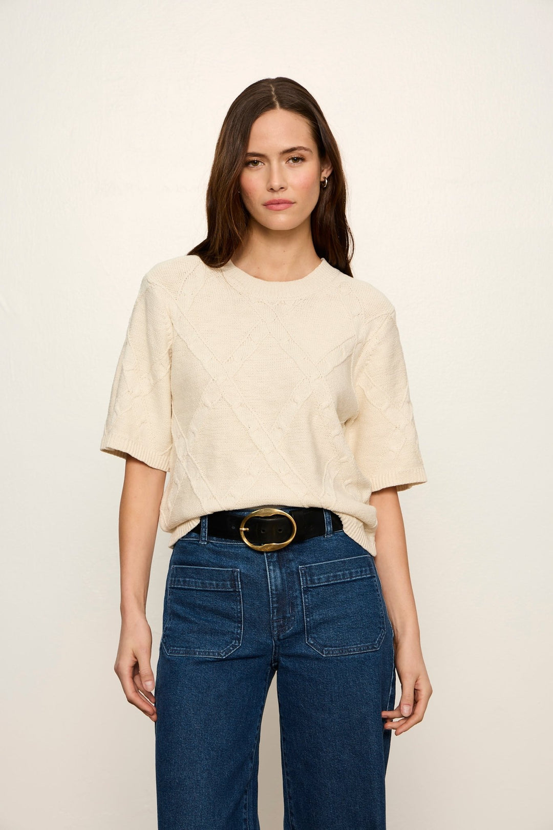 Sanctuary Diamond Stitch Sweater Teeshort sleeve knit