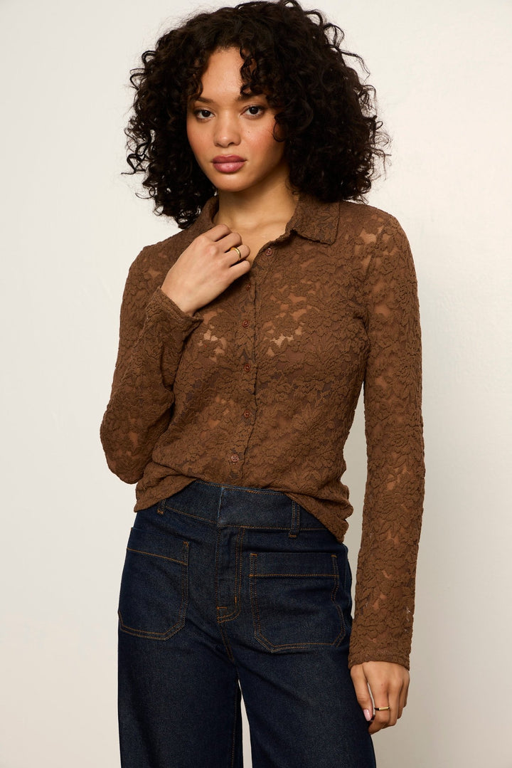 Sanctuary Dreamer Lace Shirtlong sleeve top