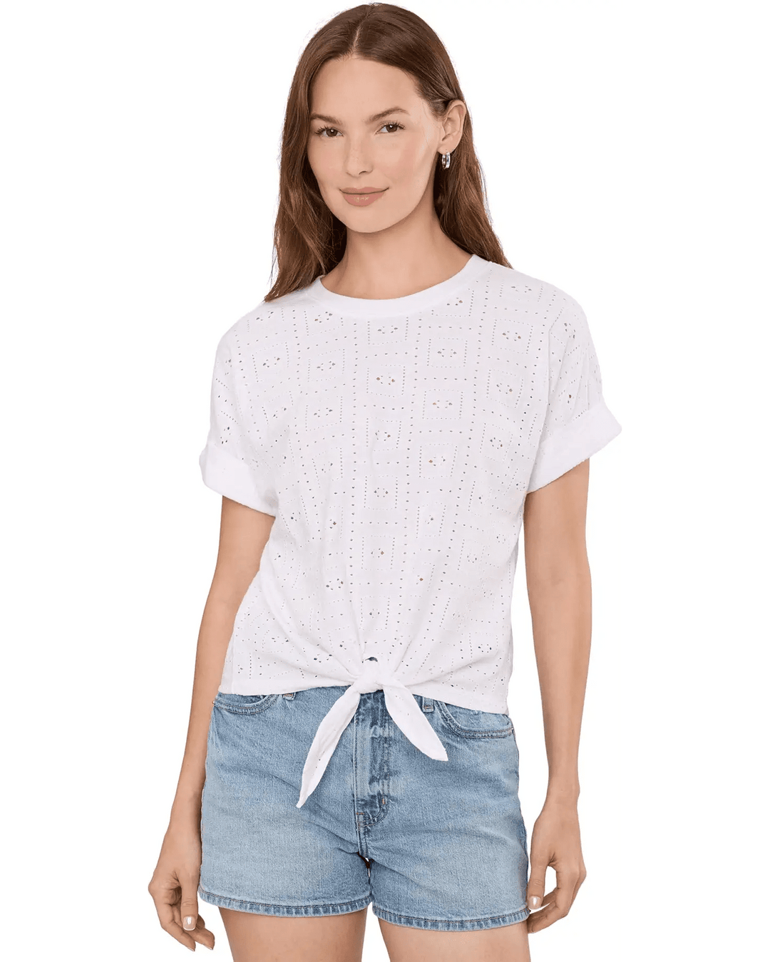 Sanctuary Eyelet All Day Tie Teeshort sleeve top