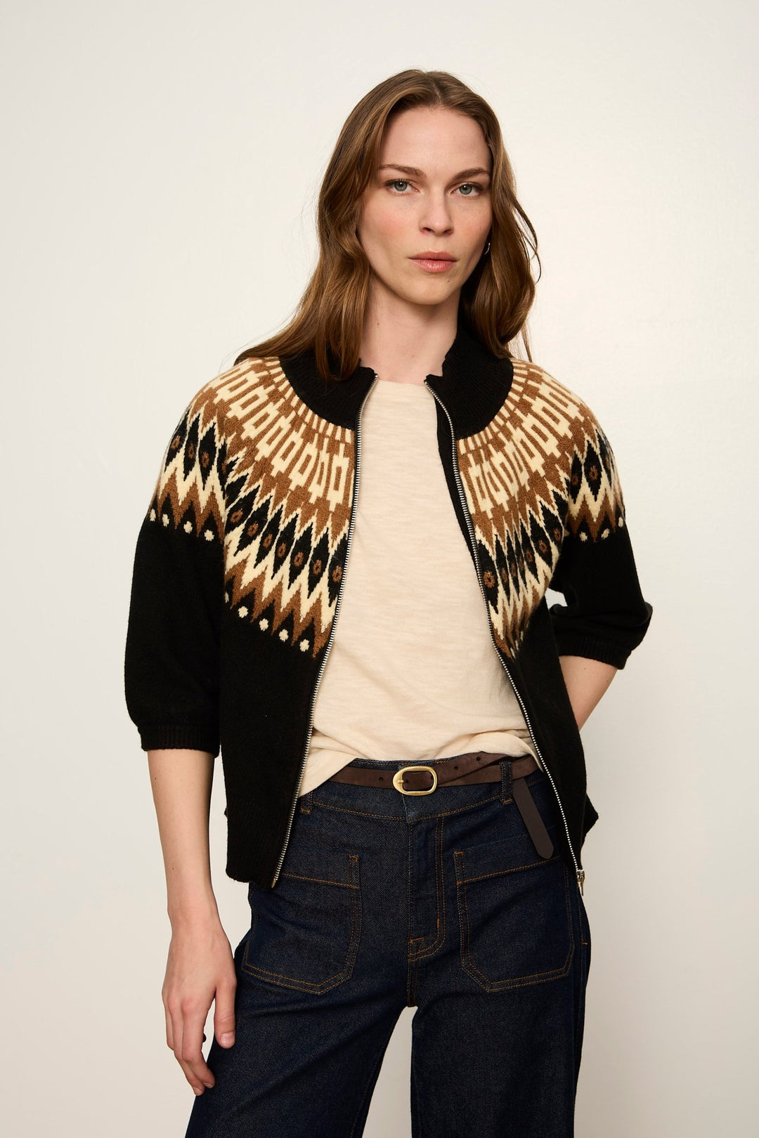 Sanctuary Fairisle Zip Upknit jacket