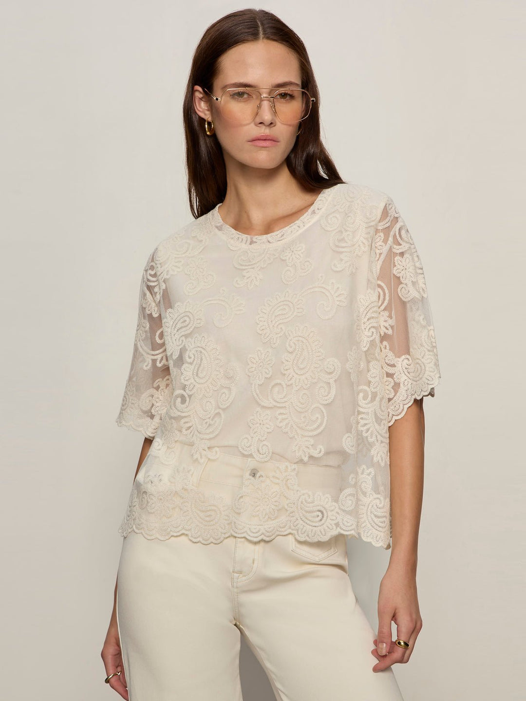 Sanctuary Forever Lace Topshort sleeve top