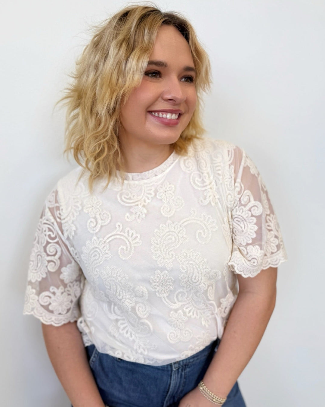 Sanctuary Forever Lace Topshort sleeve top