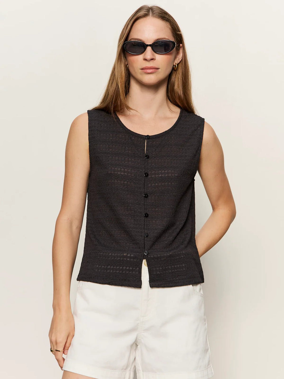 Sanctuary Textured Vacation Shellsleeveless top