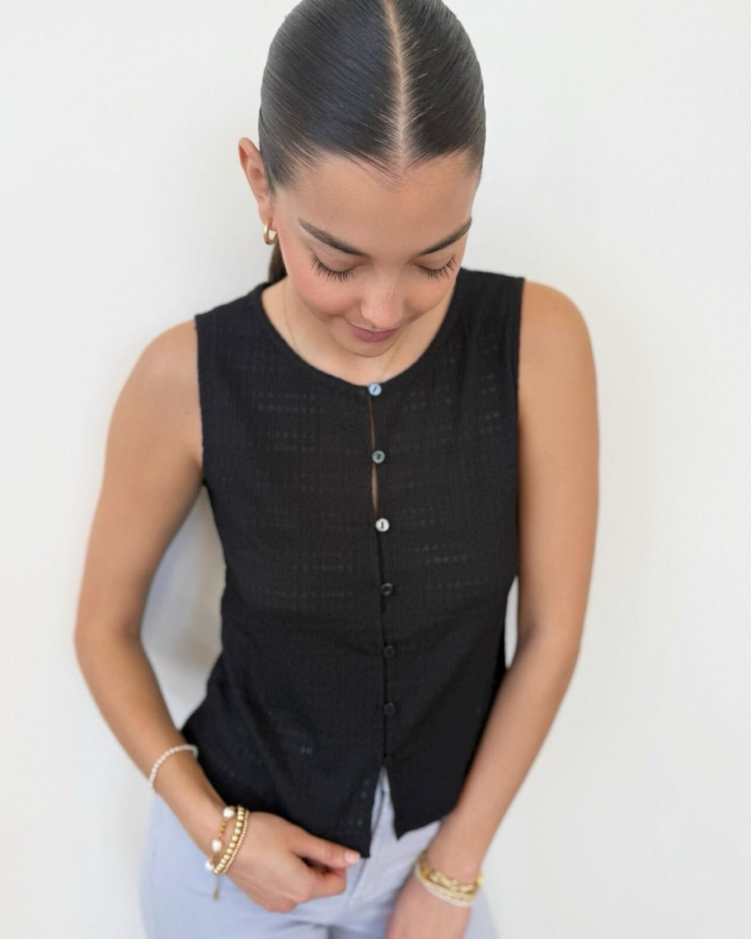Sanctuary Textured Vacation Shellsleeveless top
