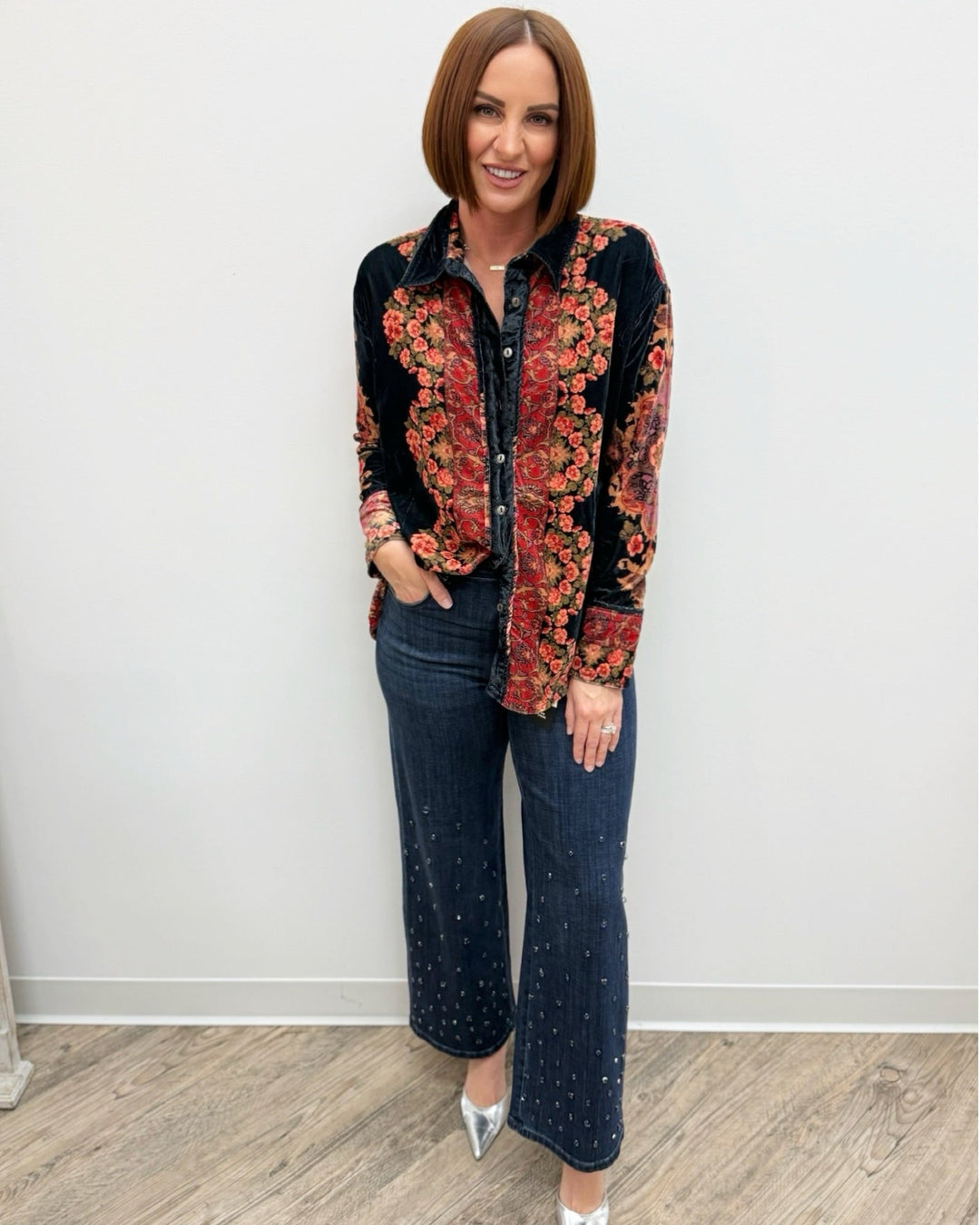 Selena bedazzled Wide Leg Jeans