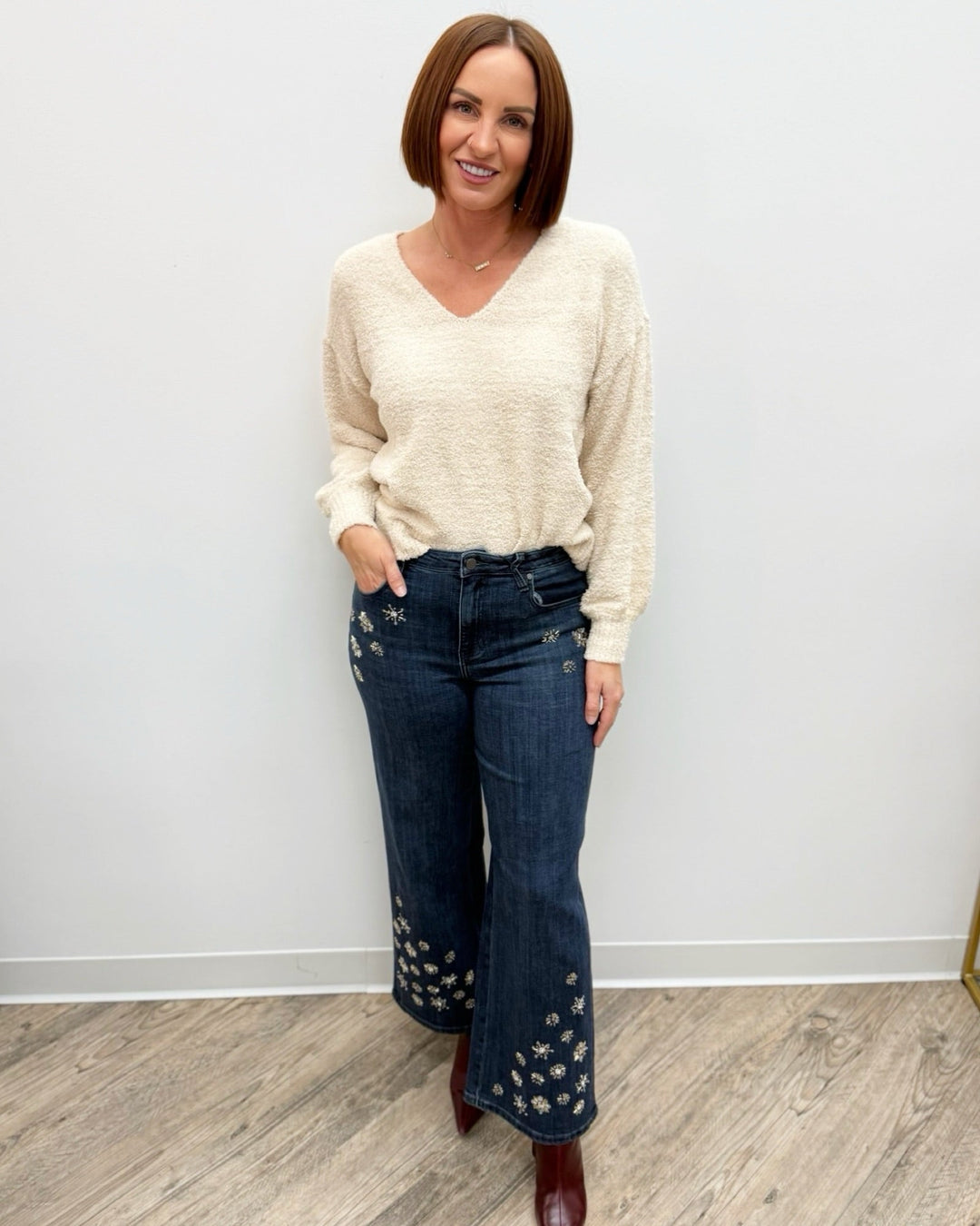 Selena bedazzled Wide Leg Jeans