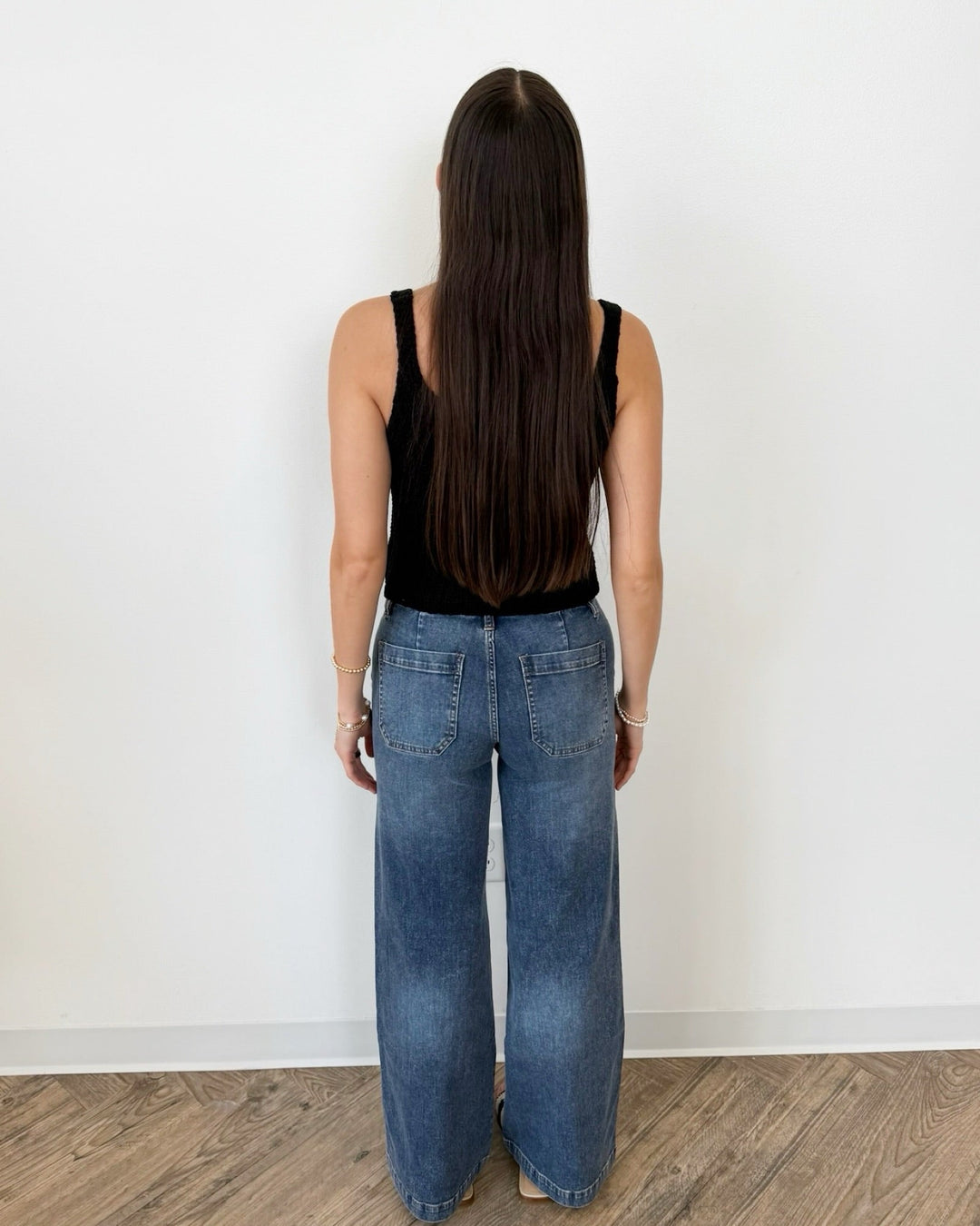 Selena Mid Rise Wide Leg Jeanfull length denim
