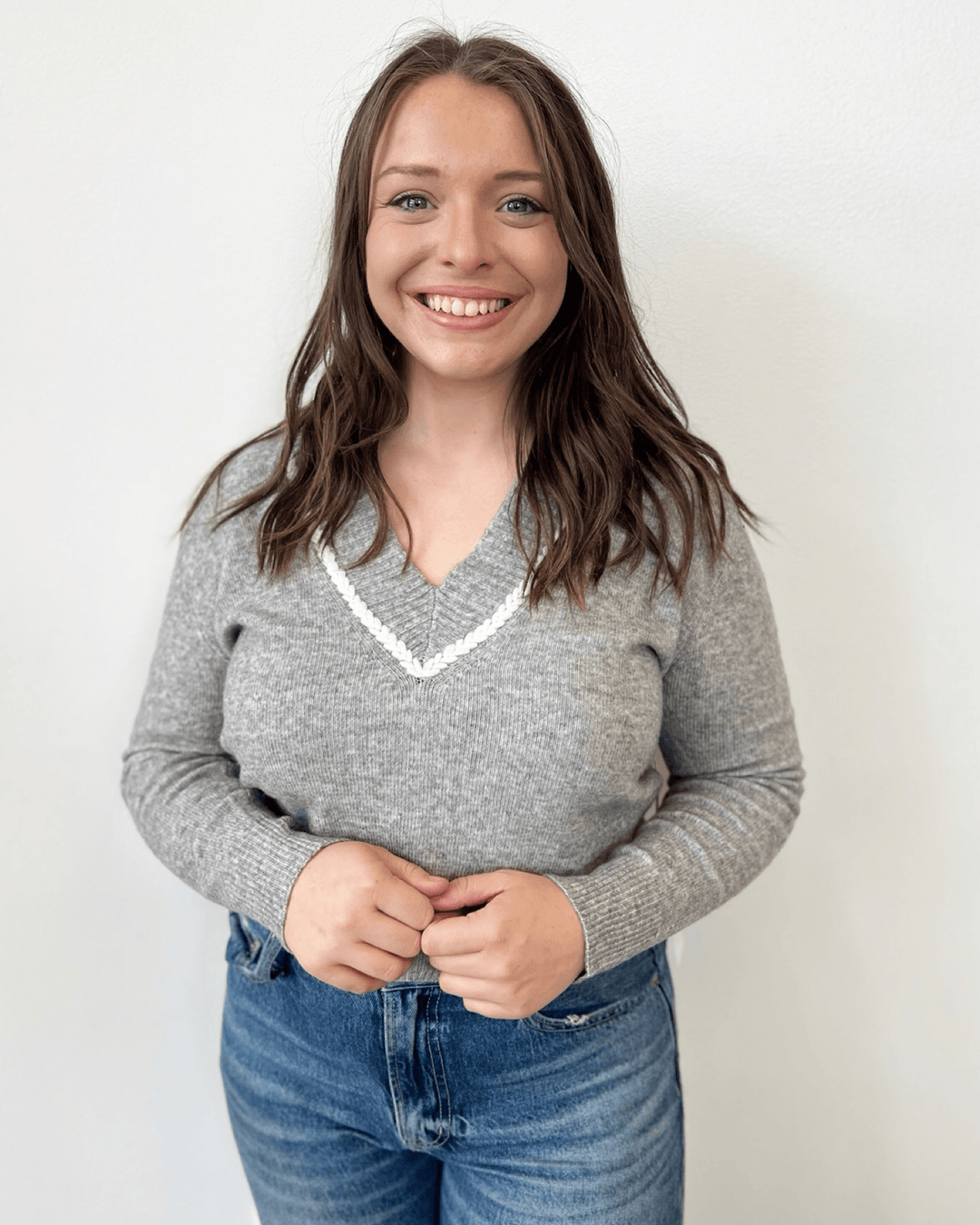 Serena V Neck Knit with Stitch Detailknit top