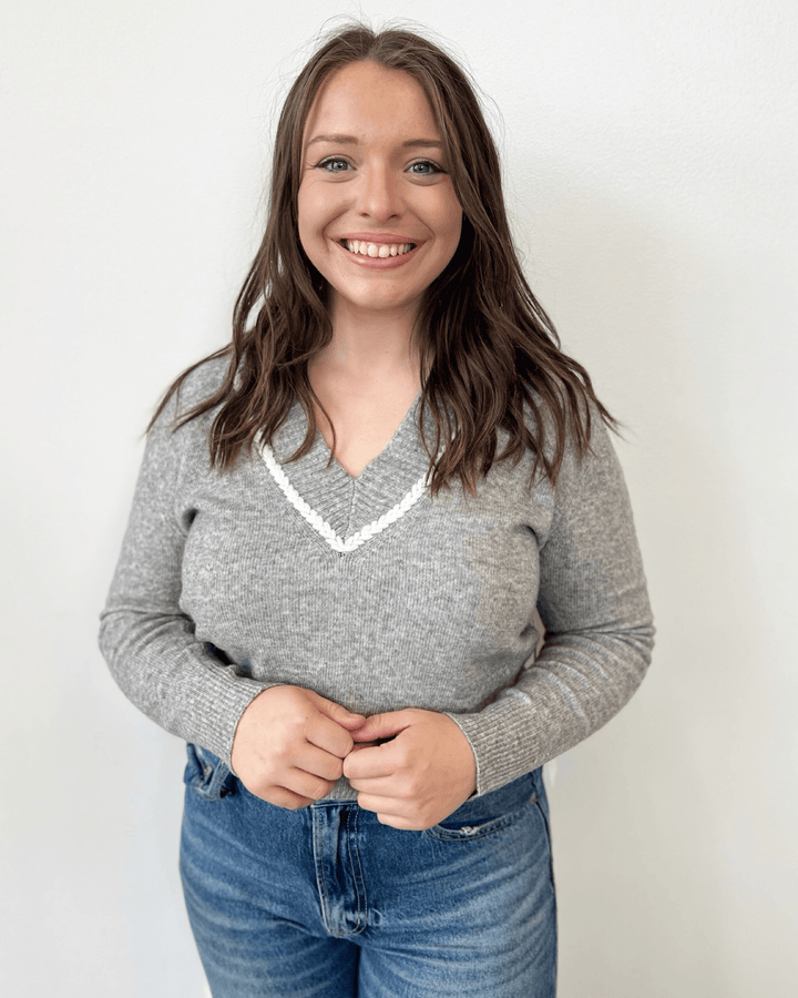 Serena V Neck Knit with Stitch Detailknit top