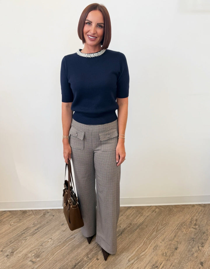Simone Checked Pull on Flare PantPants