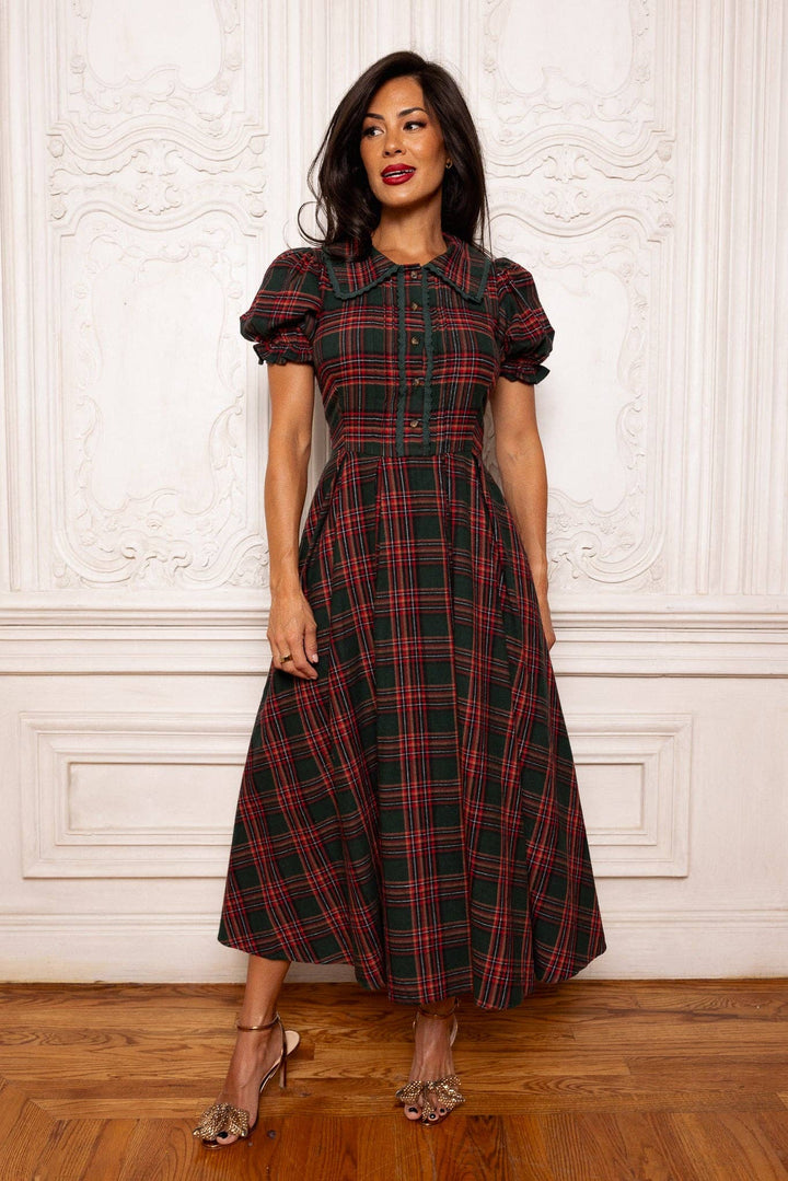 Sophia Dress in Evergreen Plaidmidi dressSDI423460