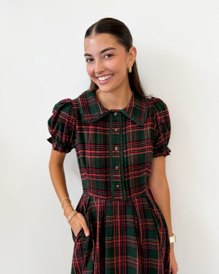 Sophia Dress in Evergreen Plaidmidi dressSDI423460