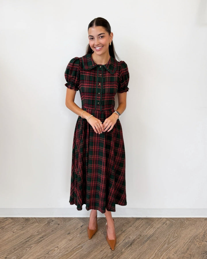 Sophia Dress in Evergreen Plaidmidi dressSDI423460