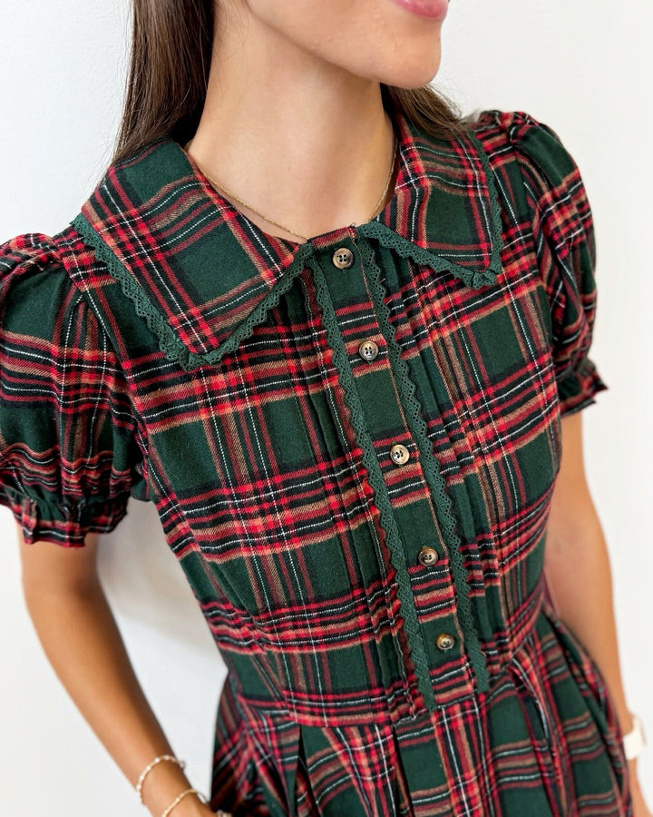 Sophia Dress in Evergreen Plaidmidi dressSDI423460