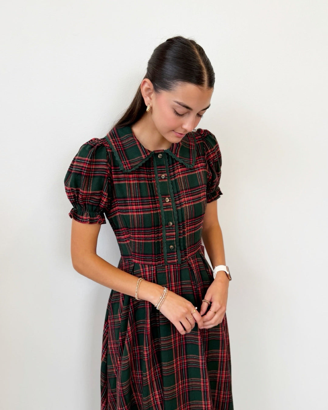 Sophia Dress in Evergreen Plaidmidi dressSDI423460