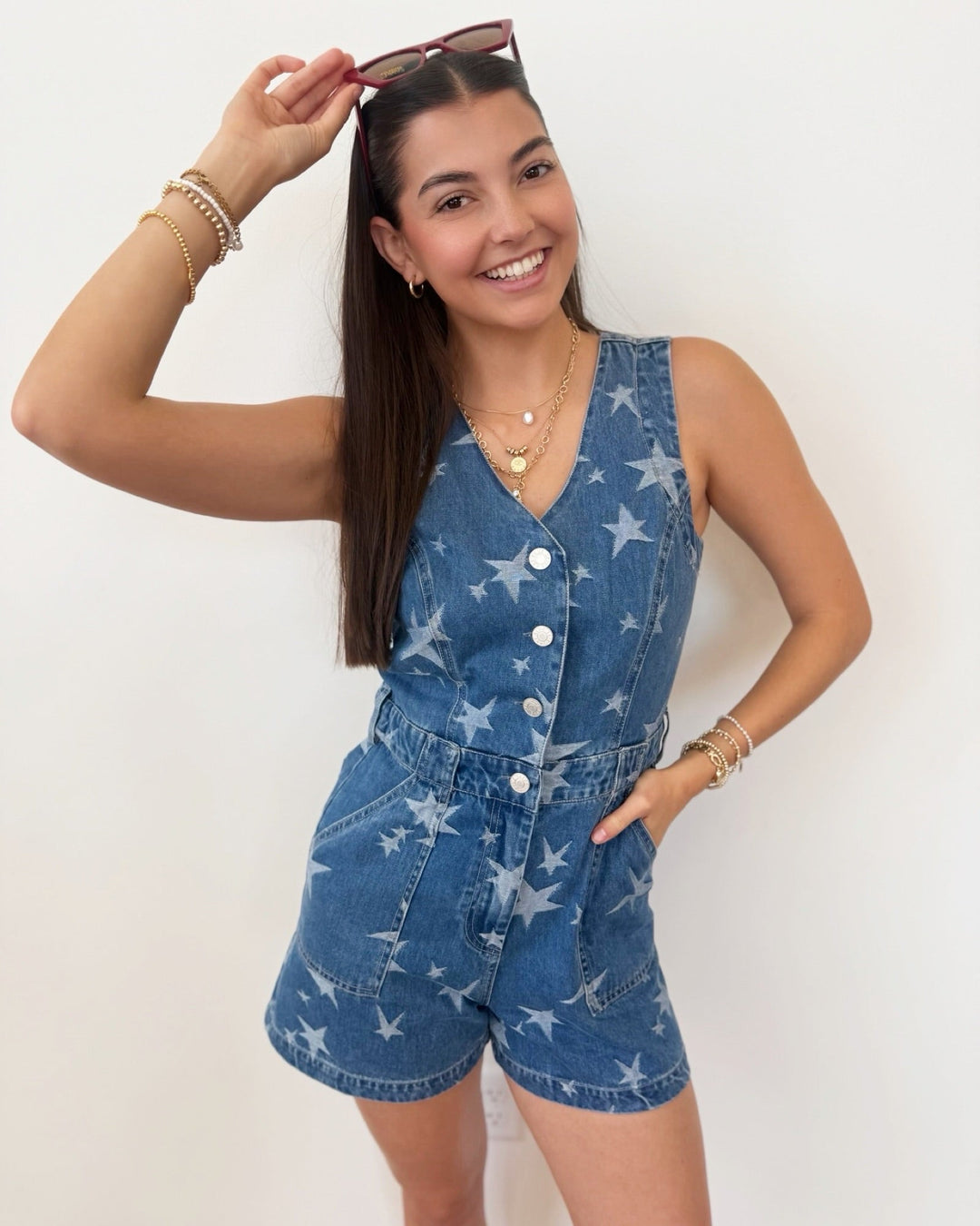 Starlight Denim Romperromper