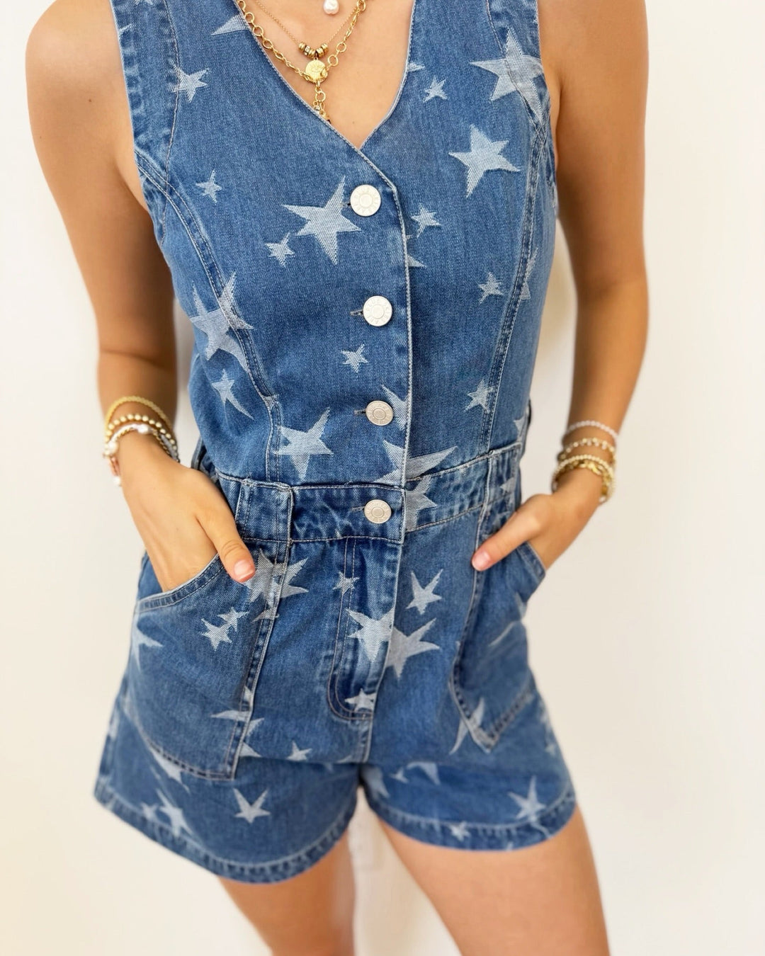 Starlight Denim Romperromper