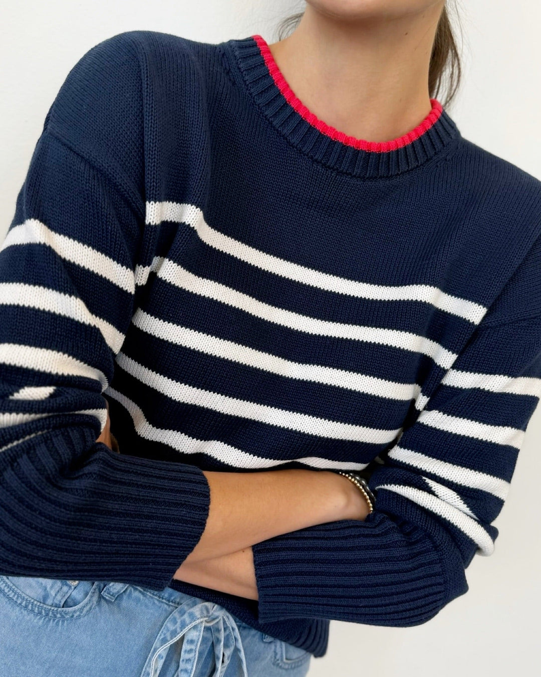 Sterling Stripe Crewneck Sweaterlong sleeve knit