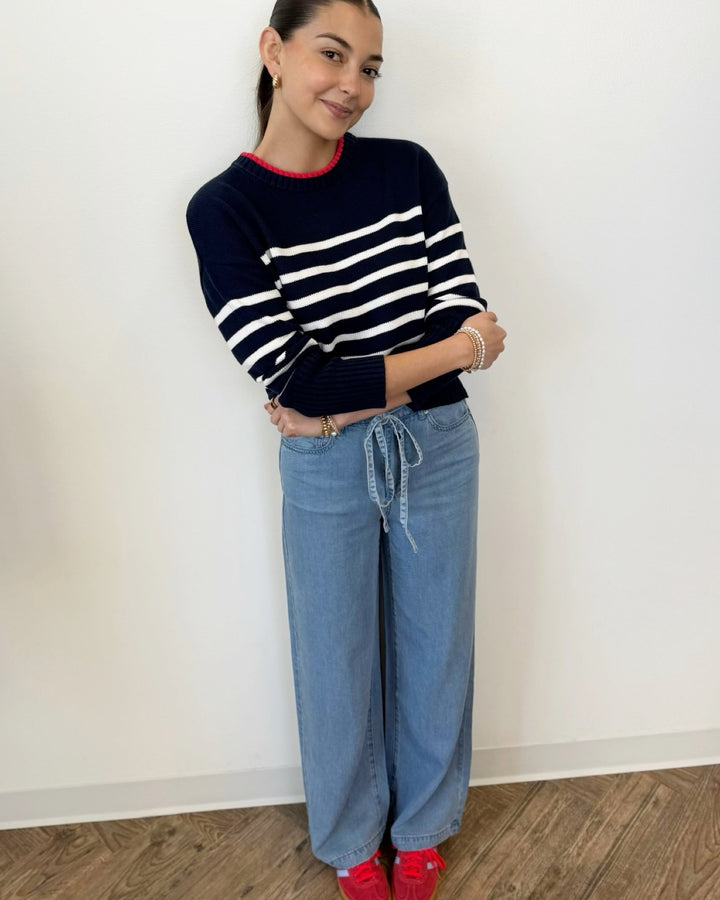 Sterling Stripe Crewneck Sweaterlong sleeve knit