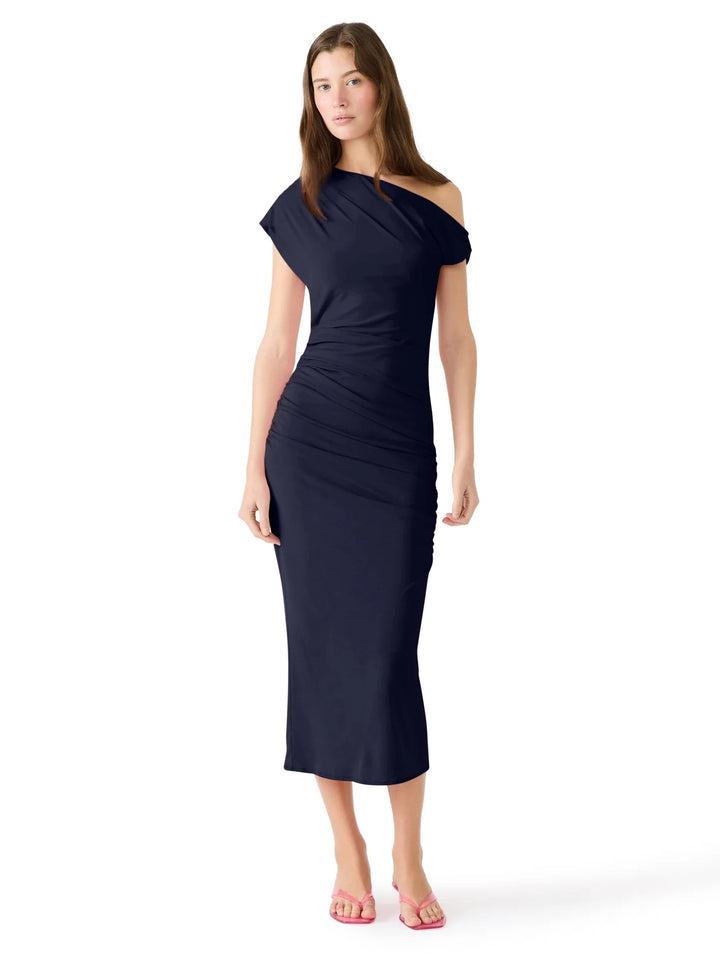 Steve Madden Gracelyn Ruched One - Shoulder Midi Dressmidi dress