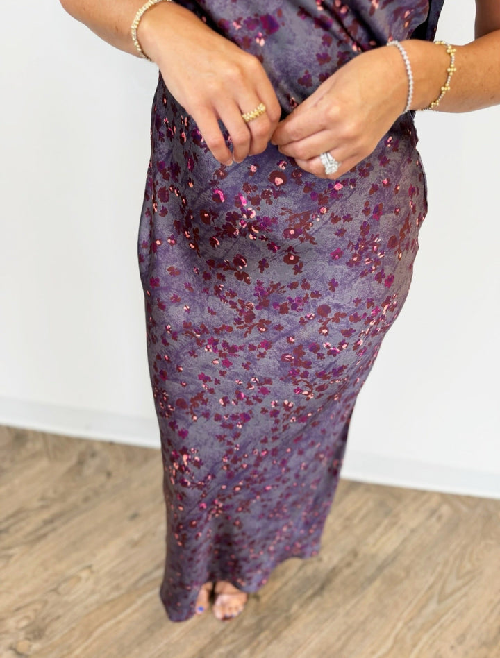 Steve Madden Jaiden Floral Print Halter High Neck Dressmaxi dress