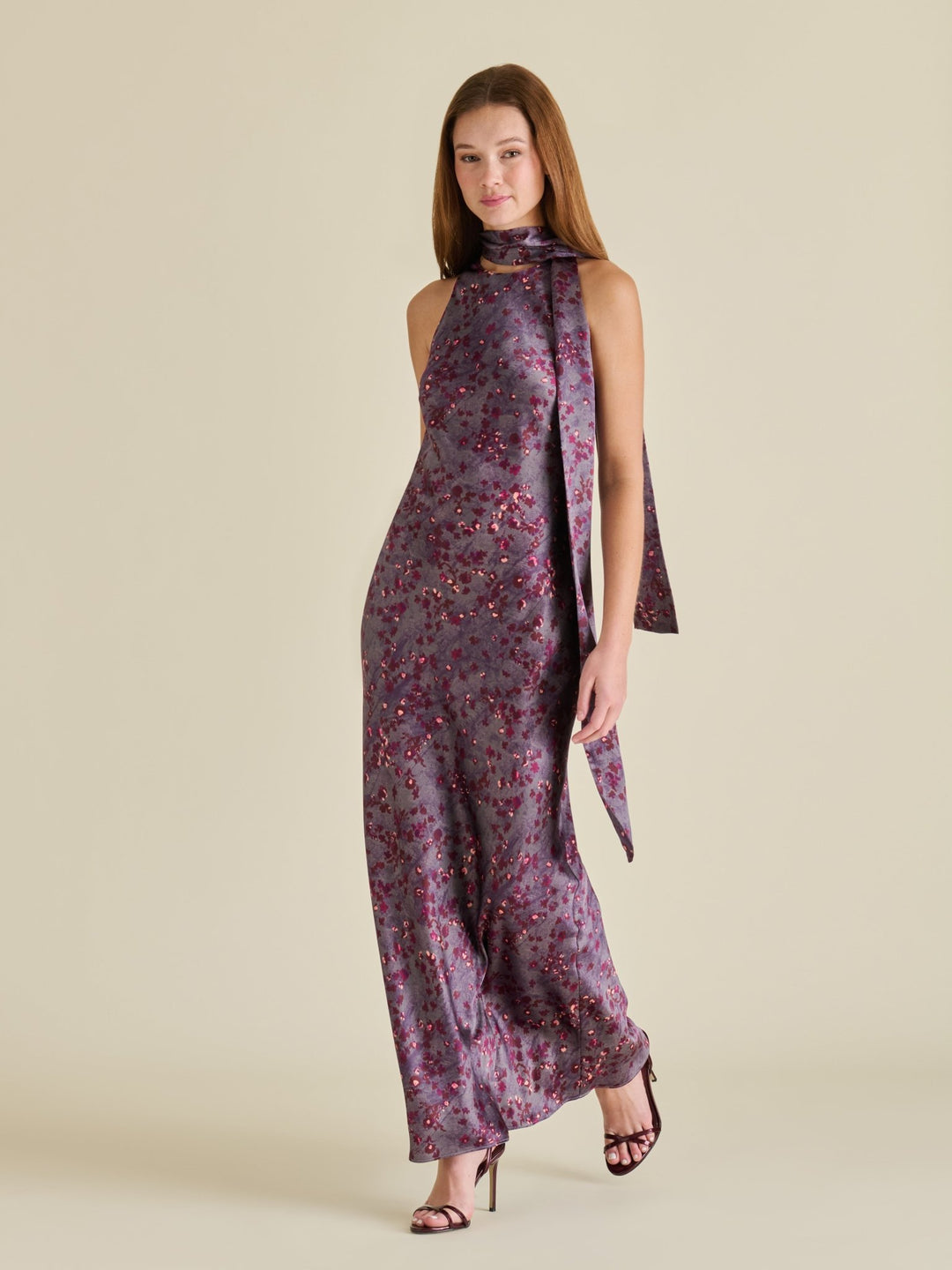 Steve Madden Jaiden Floral Print Halter High Neck Dressmaxi dress