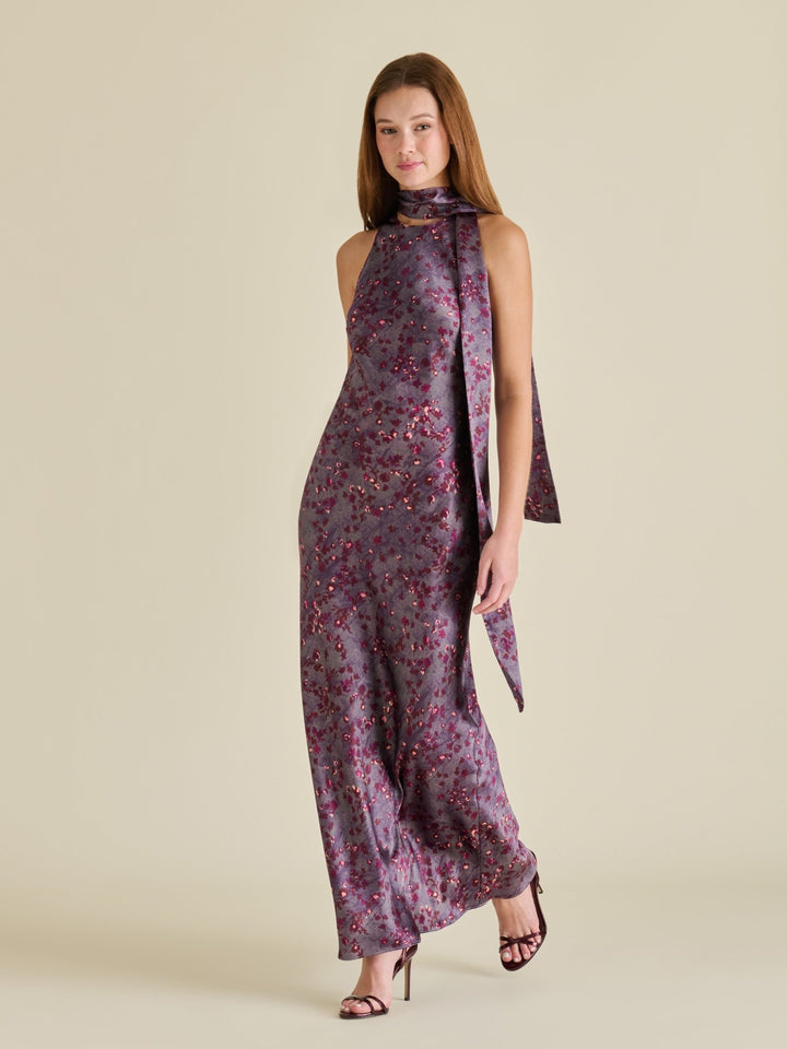 Steve Madden Jaiden Floral Print Halter High Neck Dressmaxi dress
