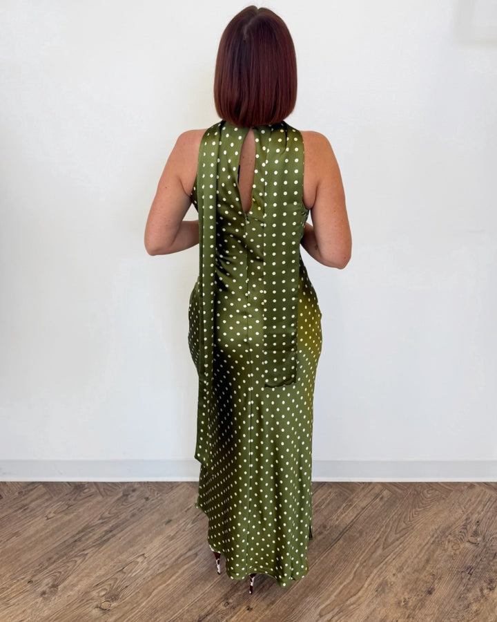 Steve Madden Jaiden Halter High Neck Polka Dot Maxi Dressmaxi dress