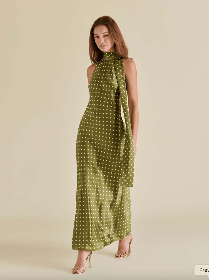 Steve Madden Jaiden Halter High Neck Polka Dot Maxi Dressmaxi dress
