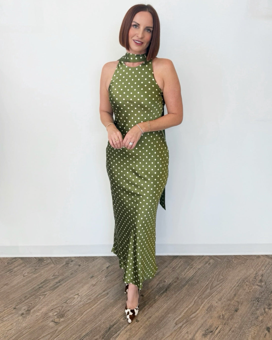 Steve Madden Jaiden Halter High Neck Polka Dot Maxi Dressmaxi dress